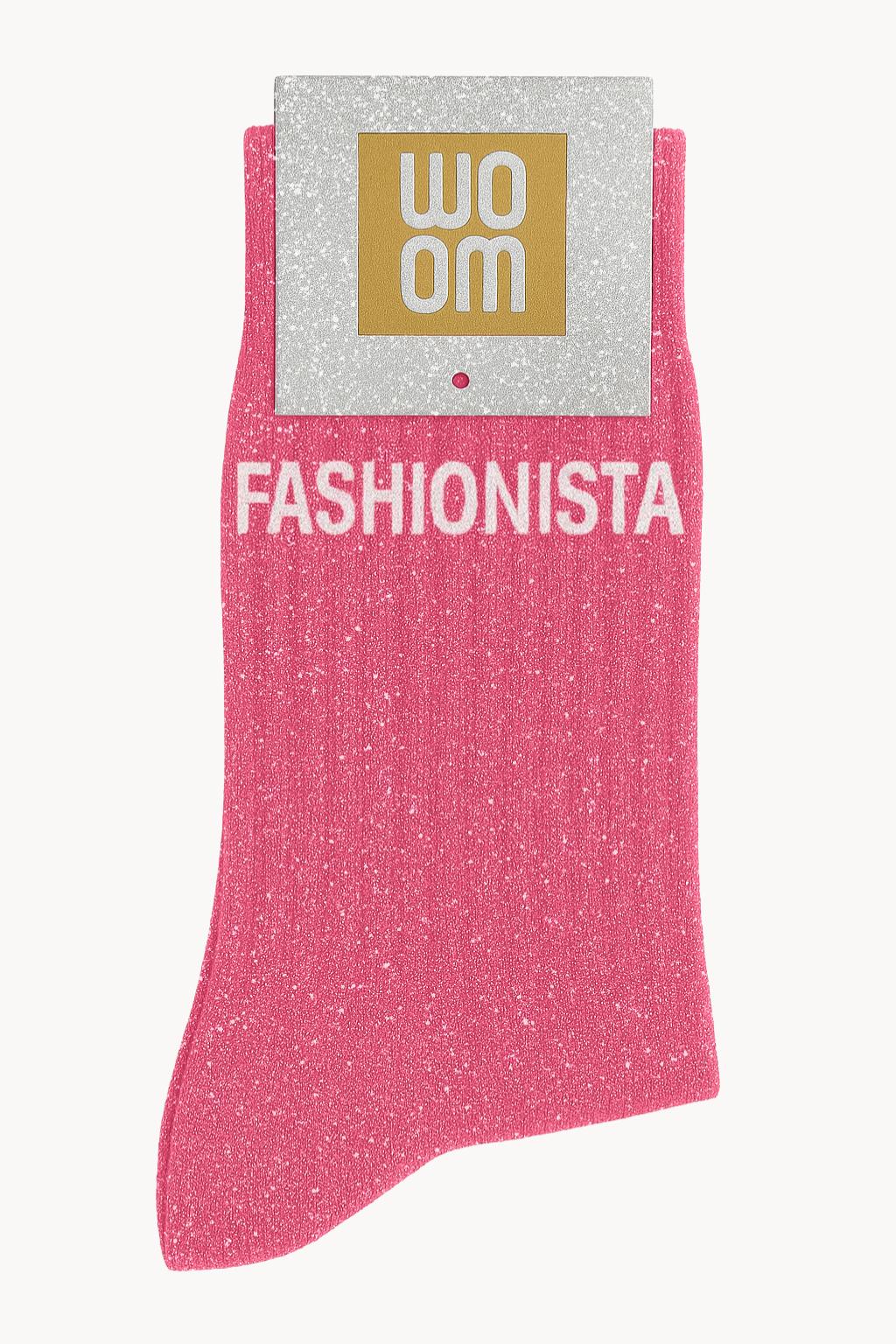 Chaussettes à Paillettes à Message "Fashionista" - Rose Bubble