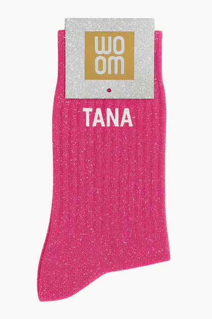 Chaussettes à Paillettes à Message "Tana" - Rose Fuschia