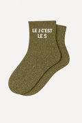 Chaussettes Courtes à Paillettes "LE J C'EST LE S" - KAKI