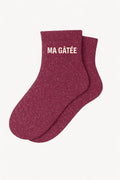 Chaussettes Courtes à Paillettes "MA GÂTÉE " - Violet