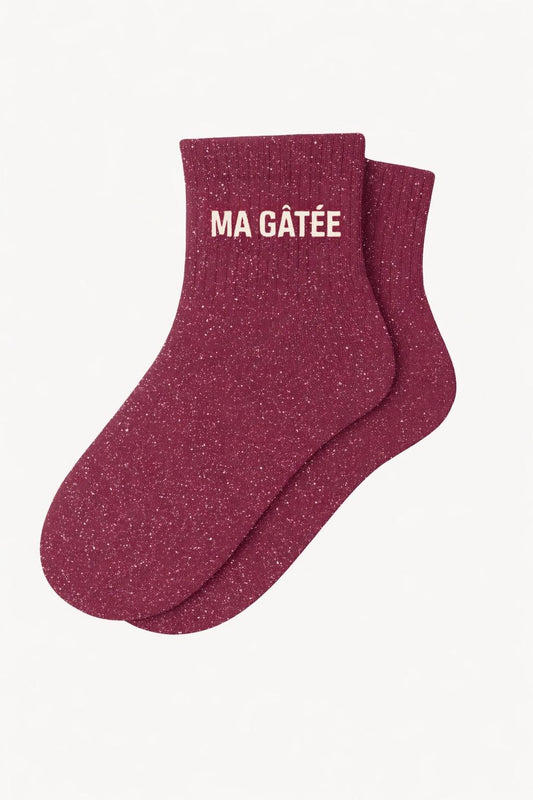 "MA GÂTÉE" Glitter Ankle Socks - Purple