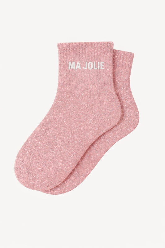 "MA JOLIE" Glitter Short Socks - Pink