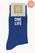 Chaussettes à Paillettes à Message "One Life" - Bleu Electrique