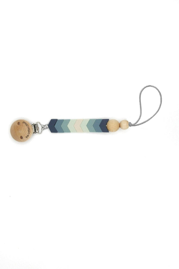 Chevron Schnullerkette aus Silikon Blau