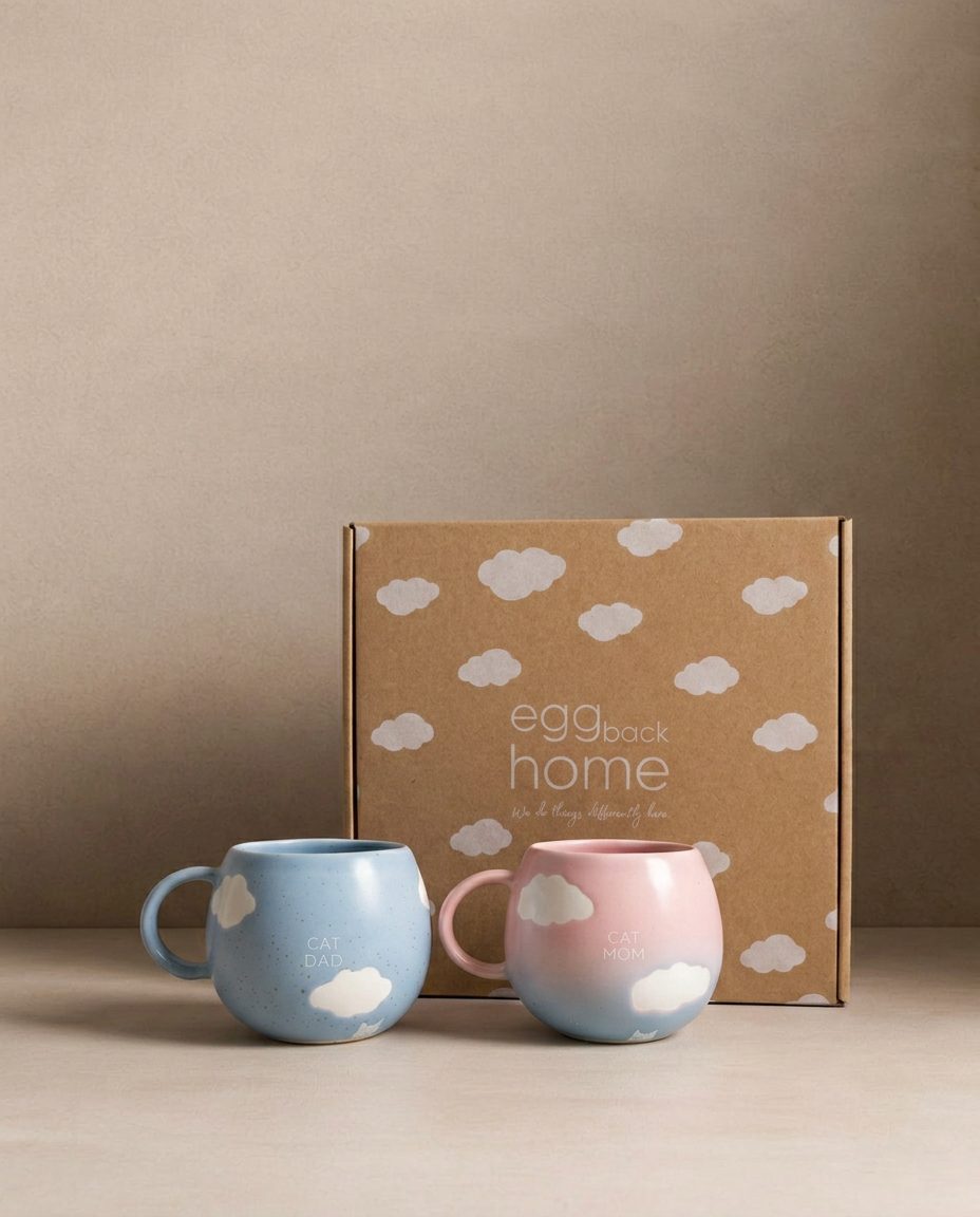 Cloud Mix Sunset Collection Mug 250 ml Chat Maman & Papa Ensemble 2 Pièces