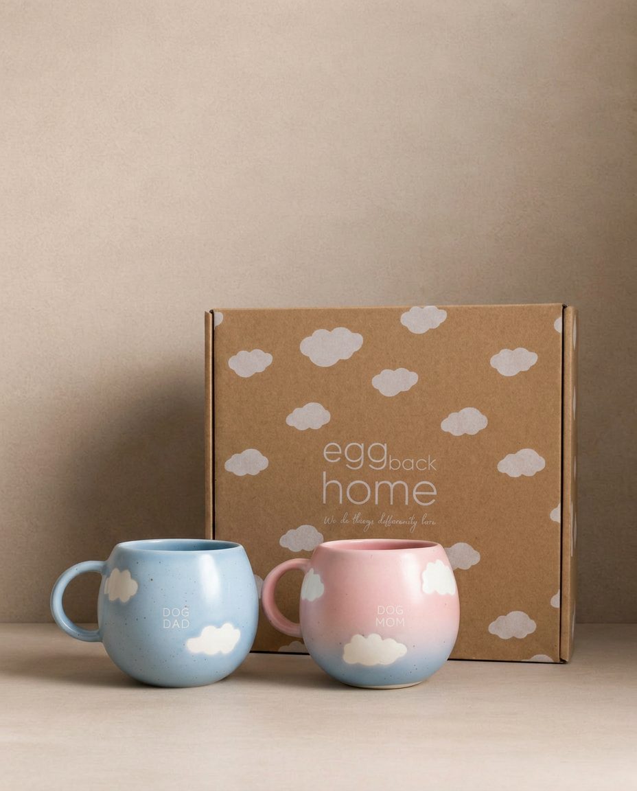 Cloud Mix Sunset Collection Mug 250 ml Chien Maman & Papa Ensemble 2 Pièces