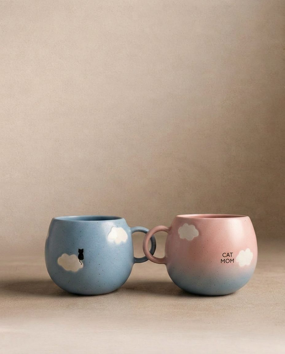 Ensemble Cloud Mix Sunset – 2 tasses 500 ml Maman & Papa chat