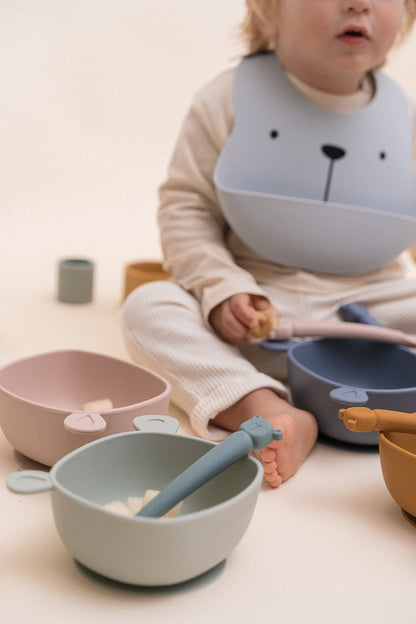 Bol à manger Lili l'Ours Silicone Prune