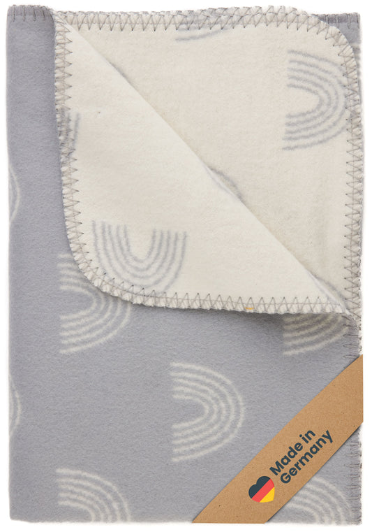 Babydecke Bio Baumwolle, Made in Germany, Regenbogen - grau