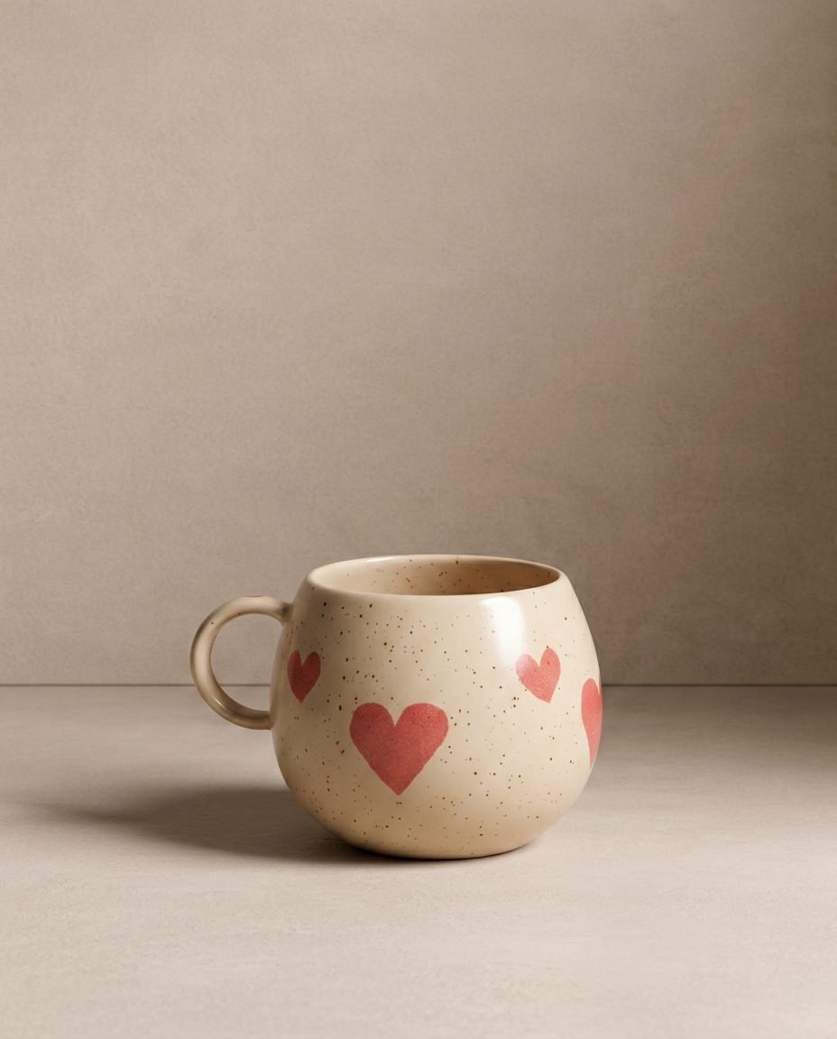 Mug boule en grès Cozy Hearts 500ml Édition limitée