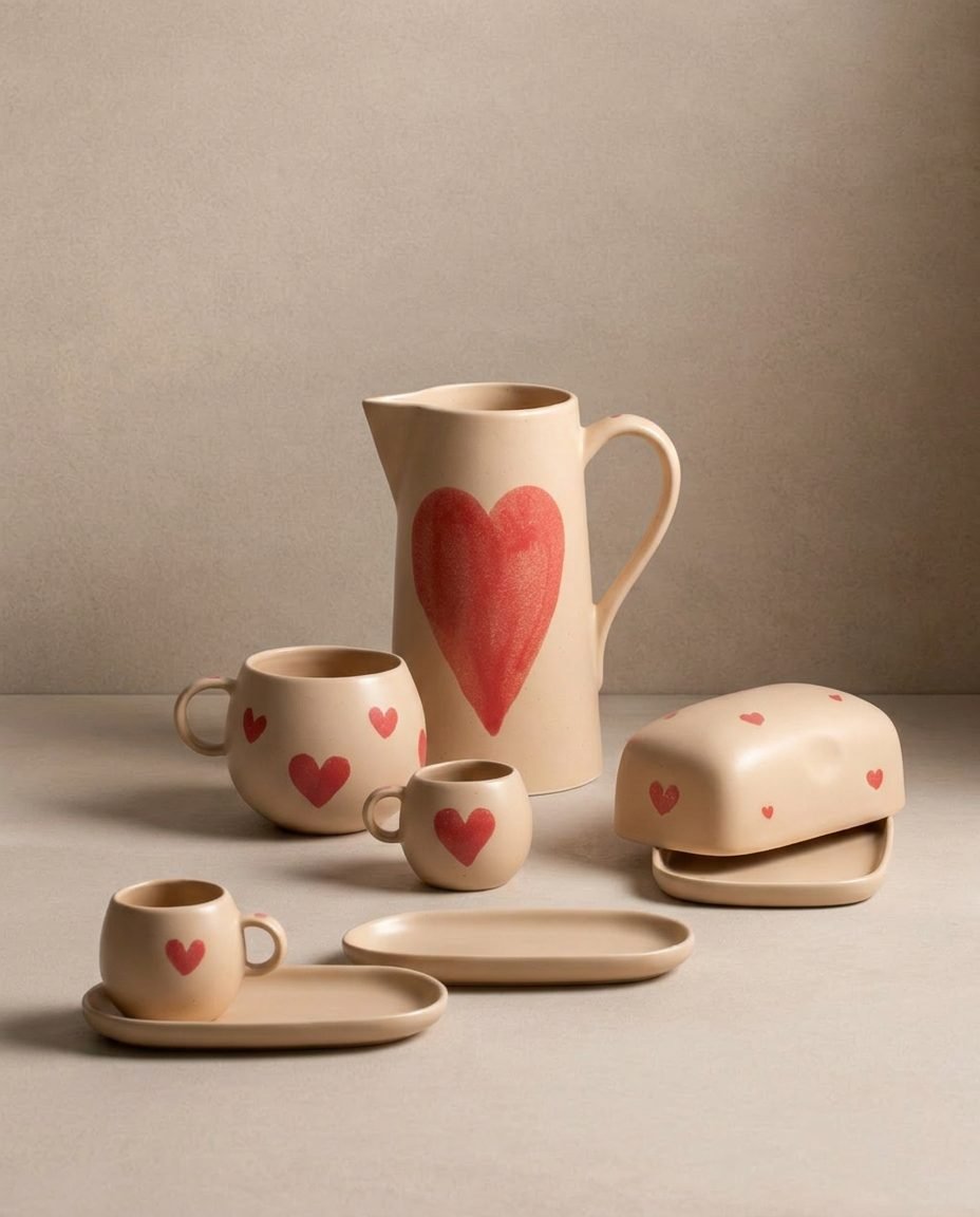 Mug boule en grès Cozy Hearts 500ml Édition limitée