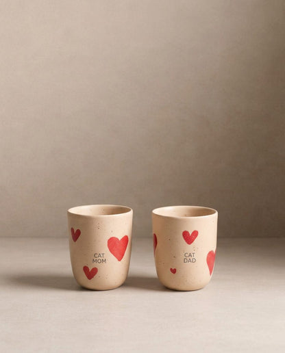 Cozy Hearts Stoneware Medium Cup 220ml 2 Pieces Set