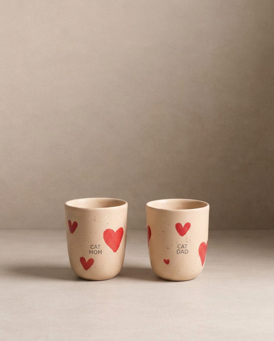 Ensemble de 2 pièces de mugs moyens en grès Cozy Hearts 220ml Édition limitée
