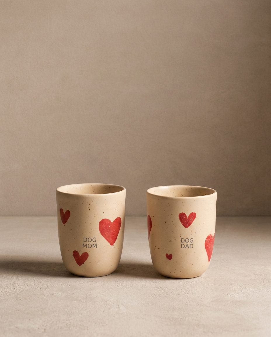 Ensemble de 2 pièces de mugs moyens en grès Cozy Hearts 220ml Édition limitée