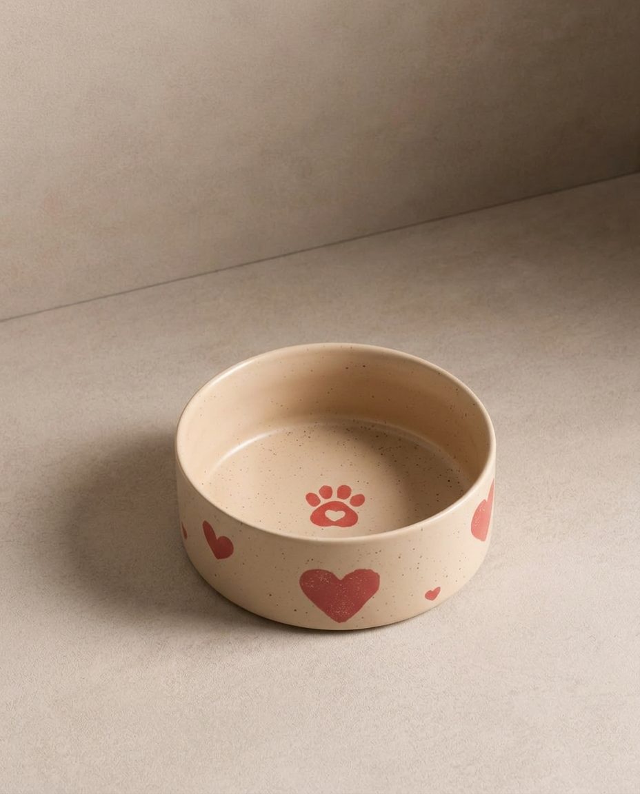 Cozy Hearts Gamelle pour animaux en grès 14 cm, ensemble de 2 pièces