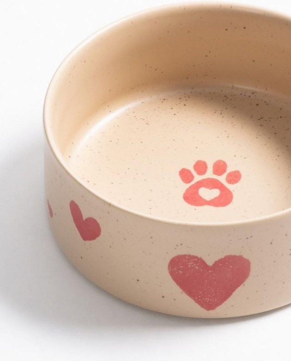 Cozy Hearts Gamelle pour animaux en grès 14 cm, ensemble de 2 pièces