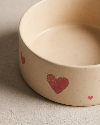 Cozy Hearts Gamelle pour animaux en grès 14 cm, ensemble de 2 pièces