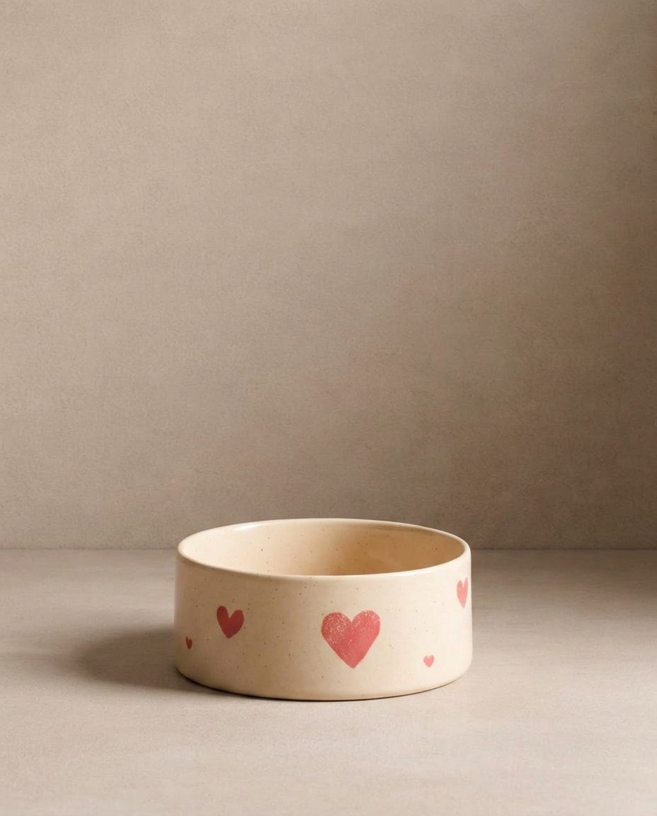 Cozy Hearts Gamelle pour animaux en grès 16,5 cm ensemble de 2 pièces