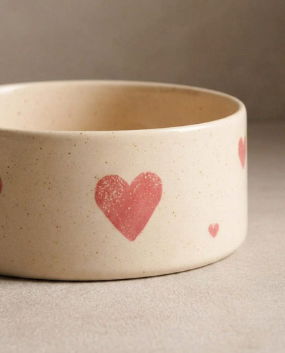 Cozy Hearts Stoneware Pet Bowl 16,5cm 2 Pieces Set