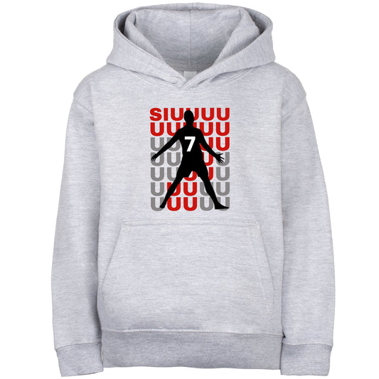 Fringoo gamer Sweat à capuche gris garçon Cotton Rich Soft Hooded Sweatshirt- Cristiano SIUUU gris