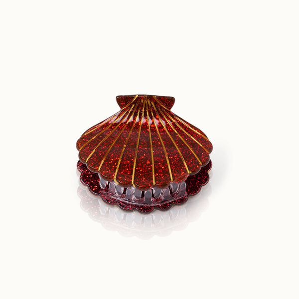 Pince à cheveux Coquillage rouge pailleté