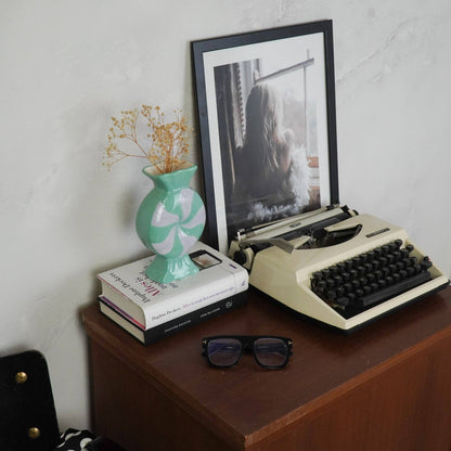 Flower vase - Caramel candy - Ceramic - Lilac/Mint - 12x6.5x20cm