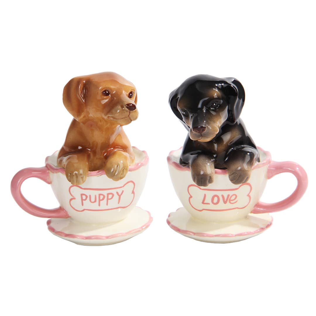 Dachshund Salt and Pepper Shaker Set, Tea Cups