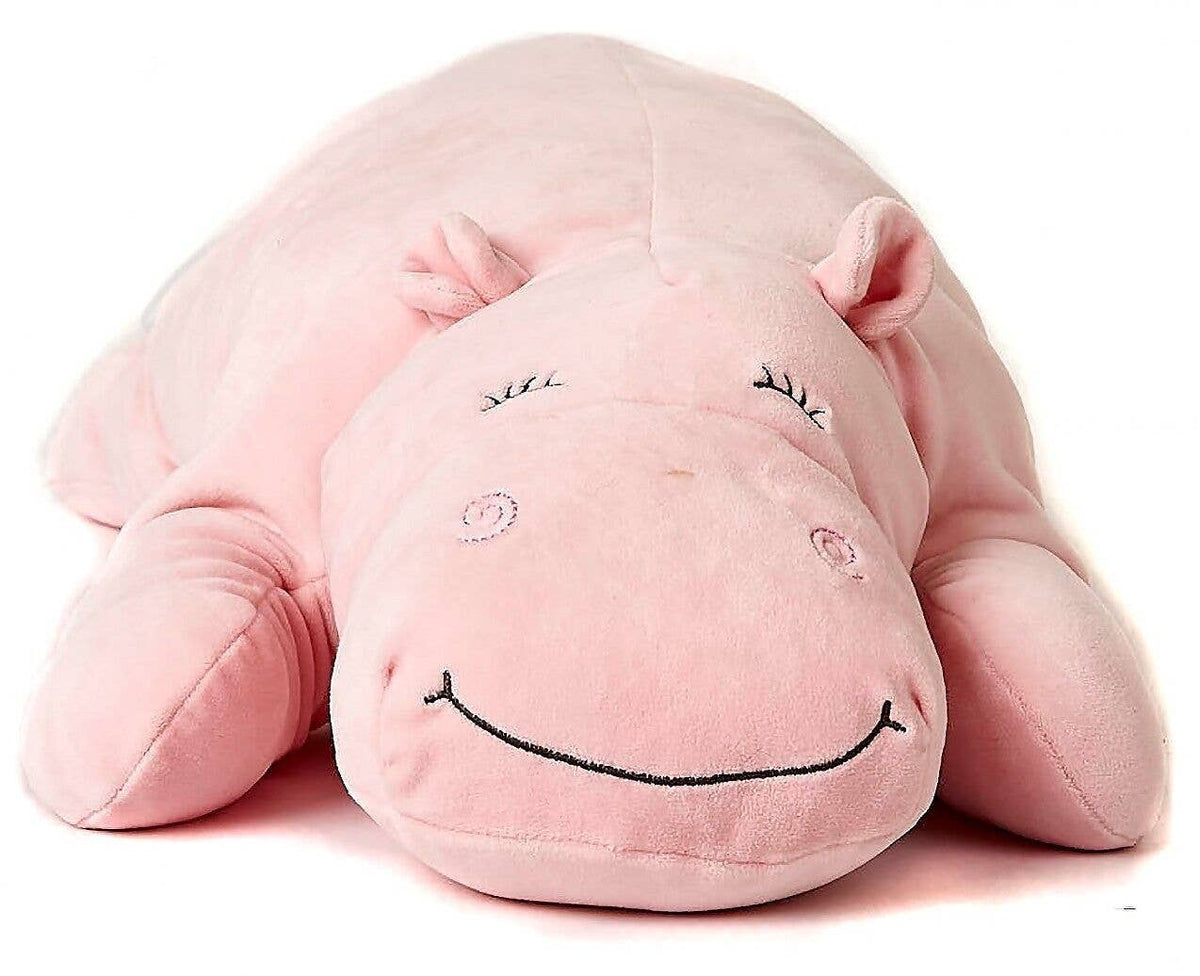 Coussin peluche hippopotame rose