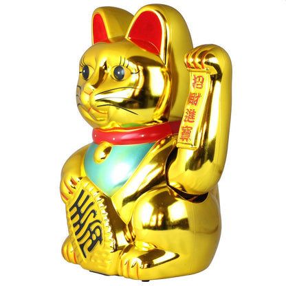 Maneki-neko gelukskat, golvende kat, 40 cm, goud
