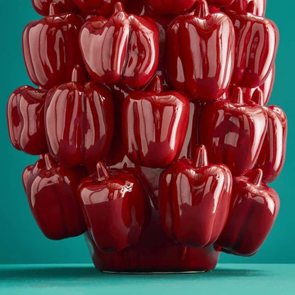 Vase Paprika Rouge, Grès, 25 x 25 x 31 cm Fait main