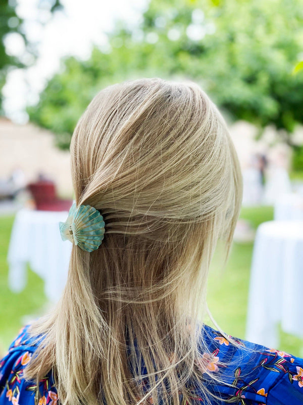 Middernachtblauwe schelp haarclip