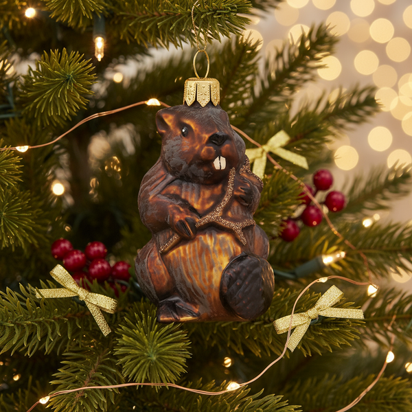 Kerstbal in de vorm van een bever