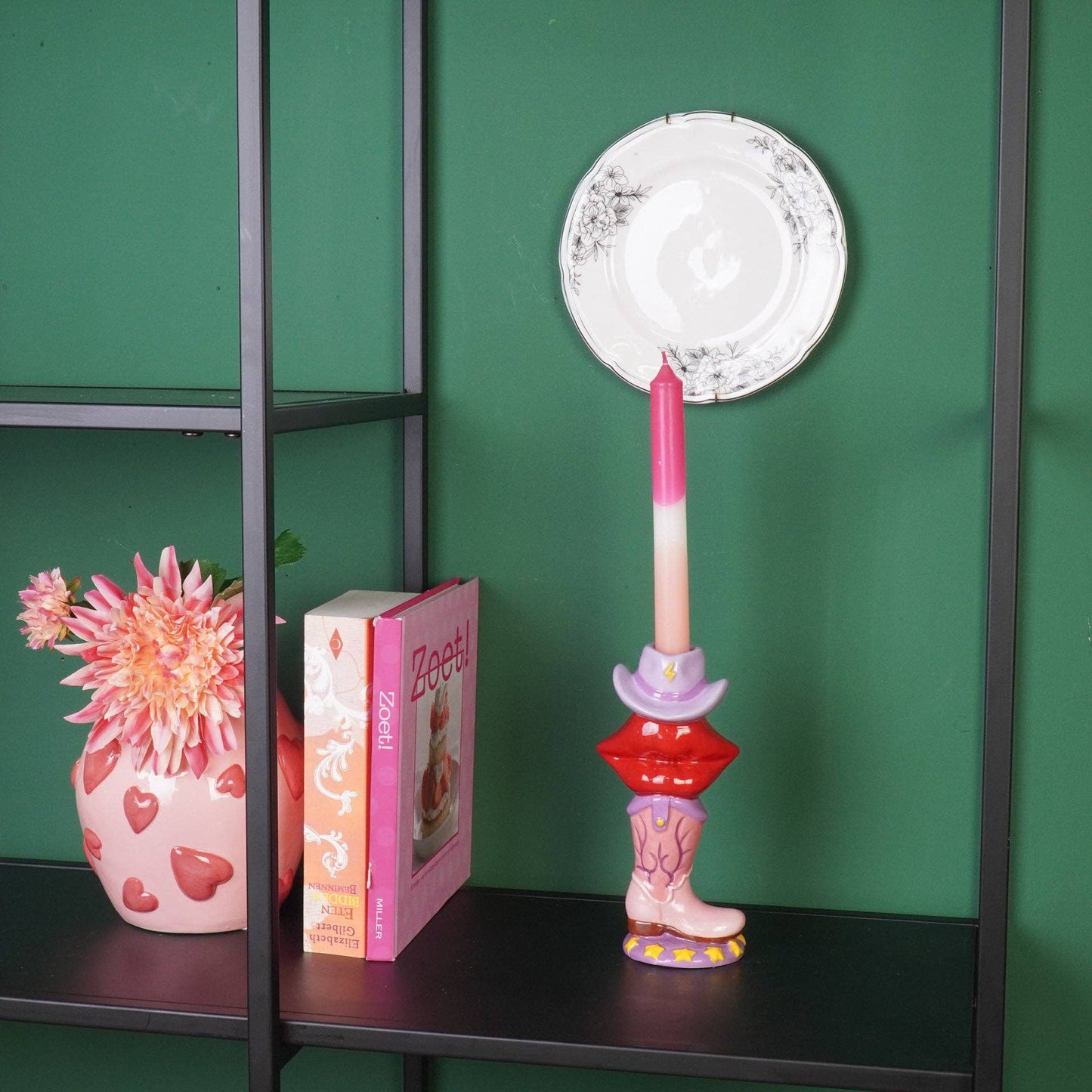 Bougeoir - Botte / Lèvre / Chapeau - Rose / Rouge / Lilas - 10x8x20 cm