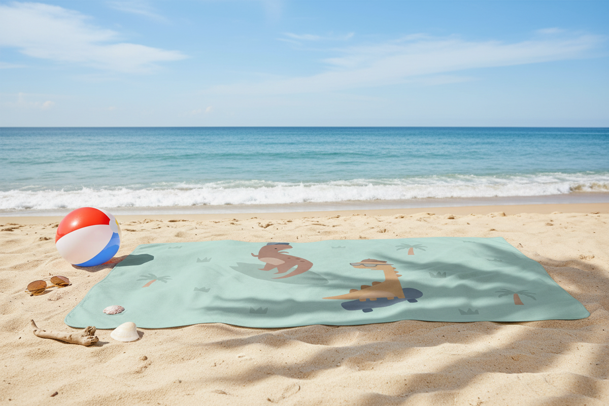 Serviette de plage en Microfibre Dinos Rigolos