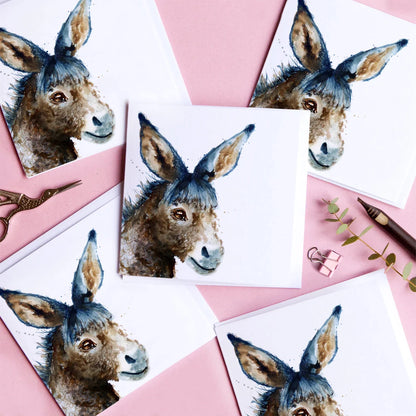 Watercolor Donkey Greeting Card