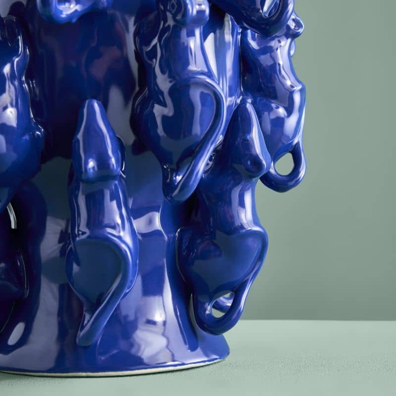 Vase M. Mäuschen, grès bleu cobalt, 23 x 23 x 26 cm