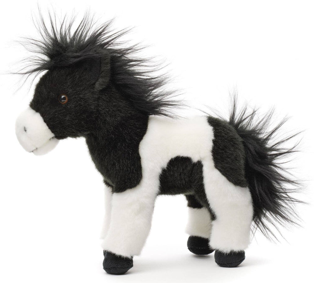 Peluche Cheval Noir et Blanc Debout