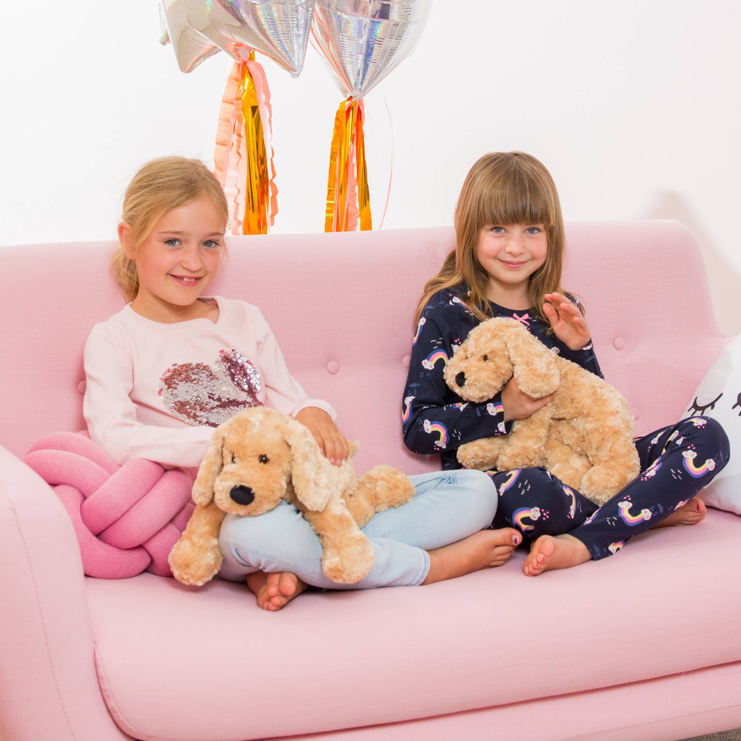 Beige Sleeping Dog Plush Toy