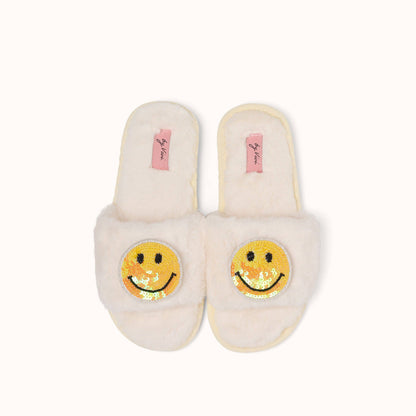 Pair of slippers brooches - Yellow Smiley