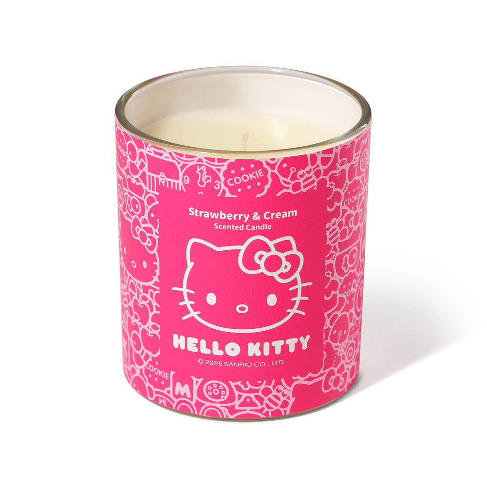 Bougie Imprimé Original Hello Kitty, Parfum Fraise & Crème