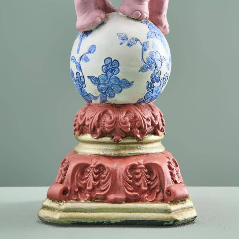 Bougeoir Oiseau sur Éléphant, Résine Rose, 13 x 9x30,5