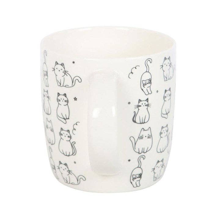 White happy cat pattern mug