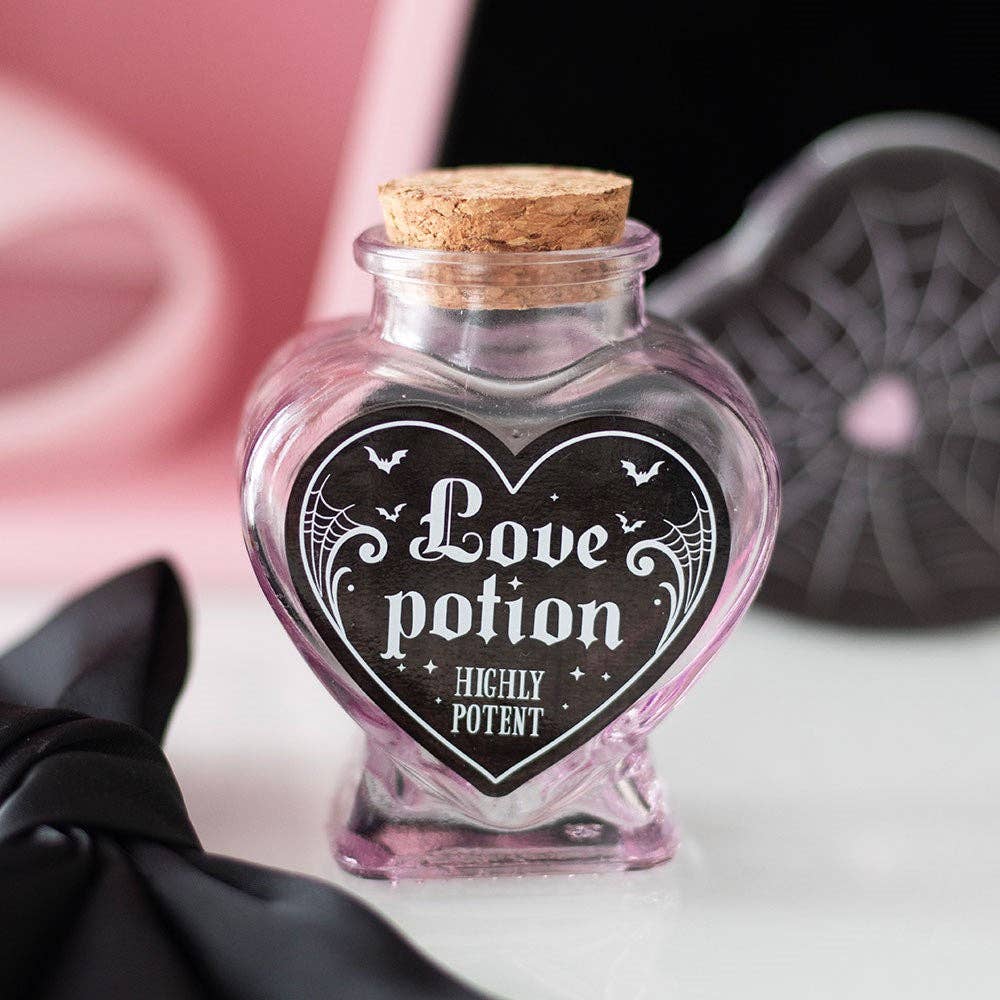 Decorative glass bottle in the shape of a heart, Love Potion