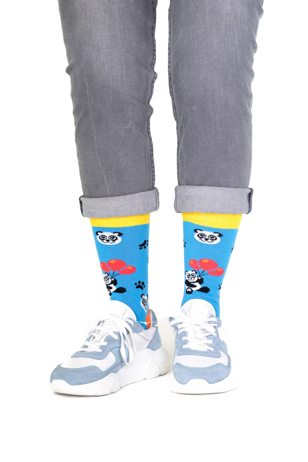Chaussettes Panda en Coton Bio Sans Couture Bleues