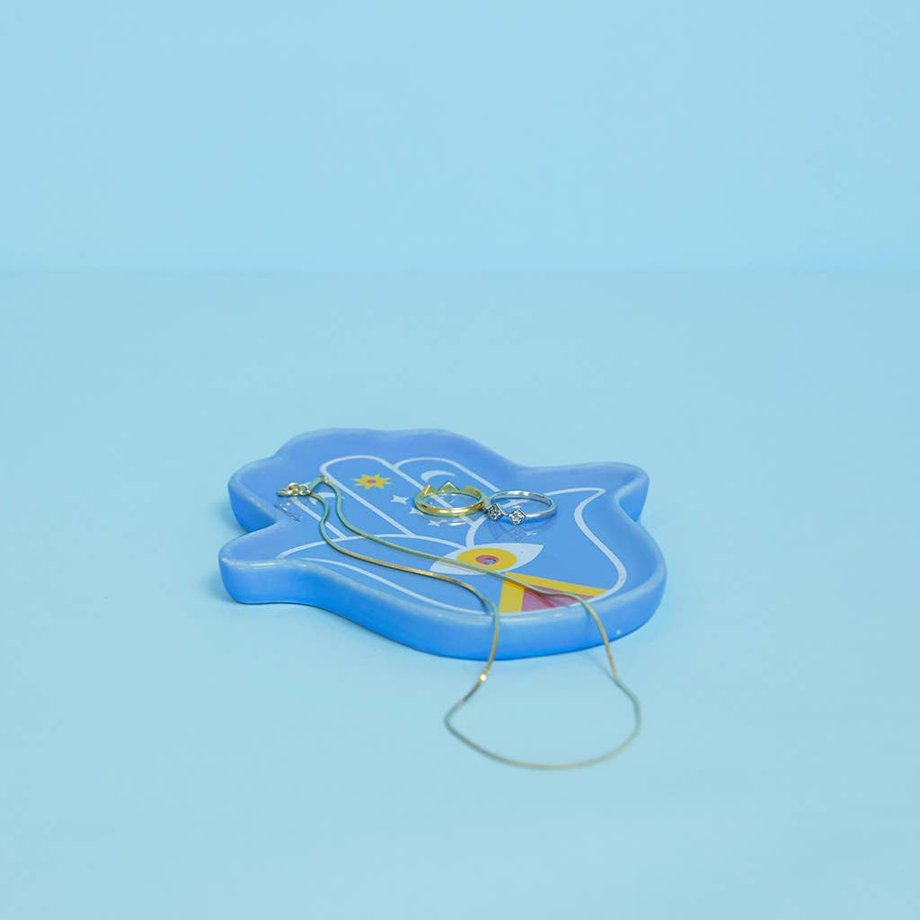 Incense holder, Lucky Hand, blue, ceramic