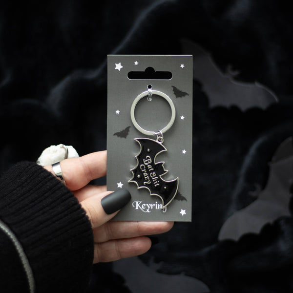 Sleutelhanger met vleermuismotief "Bat Shit Crazy"