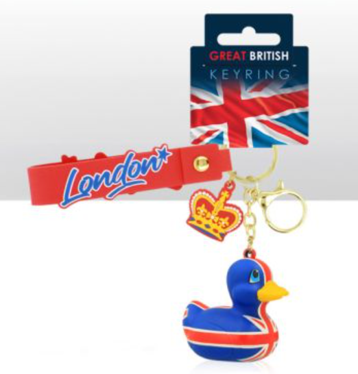 Sleutelhanger met eendje en de Britse vlag