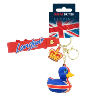 Sleutelhanger met eendje en de Britse vlag