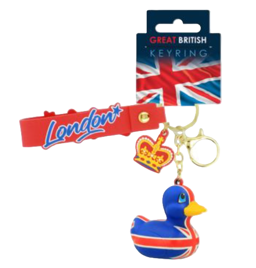 Sleutelhanger met eendje en de Britse vlag