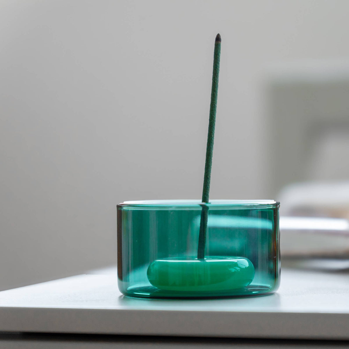 Räuchergefäß aus grünem Glas